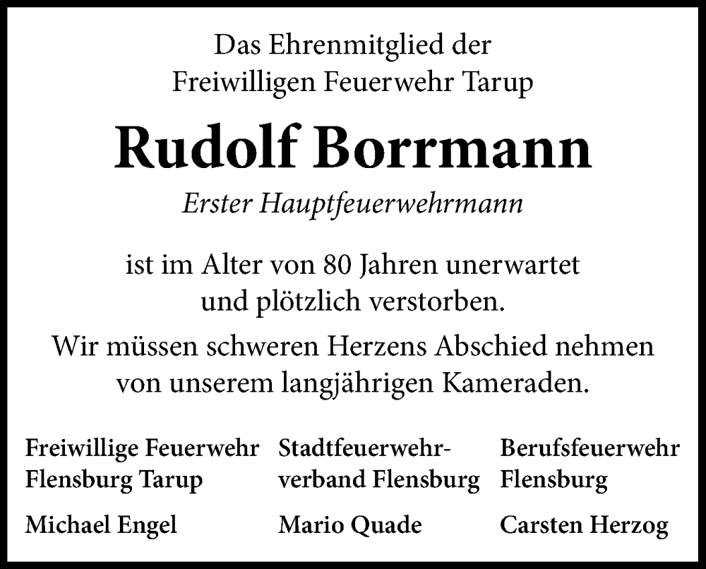 Traueranzeige Rudolf Borrmann